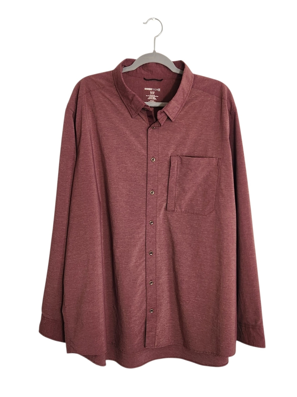 Swiss Tech Burgundy Performance Button-Down Shirt Size 3X